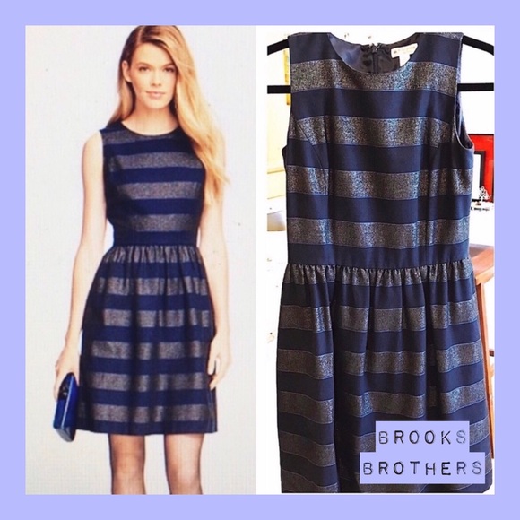 Brooks Brothers Dresses & Skirts - 🆕 Brooks Brothers Sleeveless Navy & Silver Dress